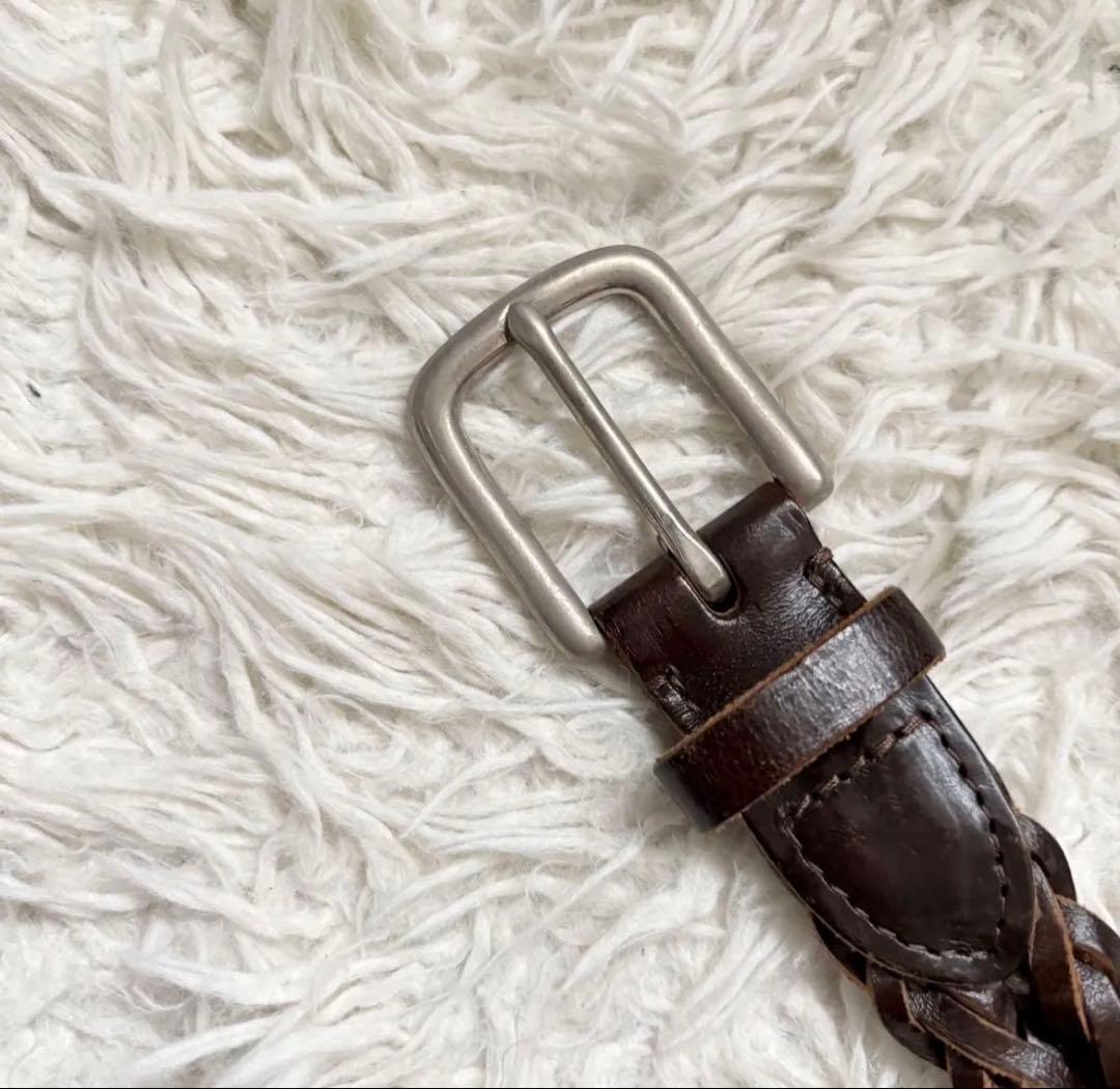 ホワイトハウスコックス レザー 編み込みベルト ブラウン 廃盤　シルバー金具