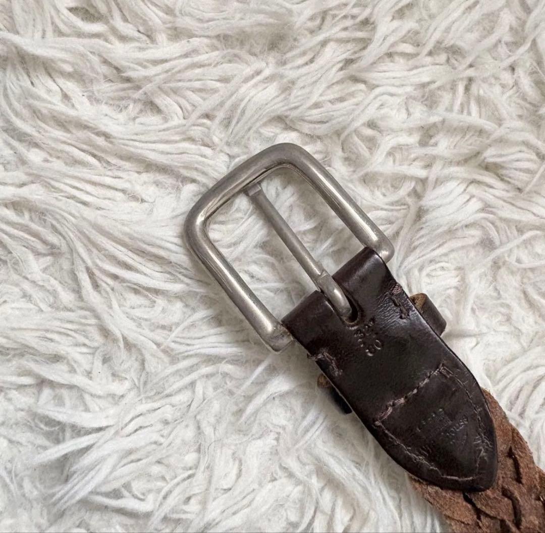 ホワイトハウスコックス レザー 編み込みベルト ブラウン 廃盤　シルバー金具