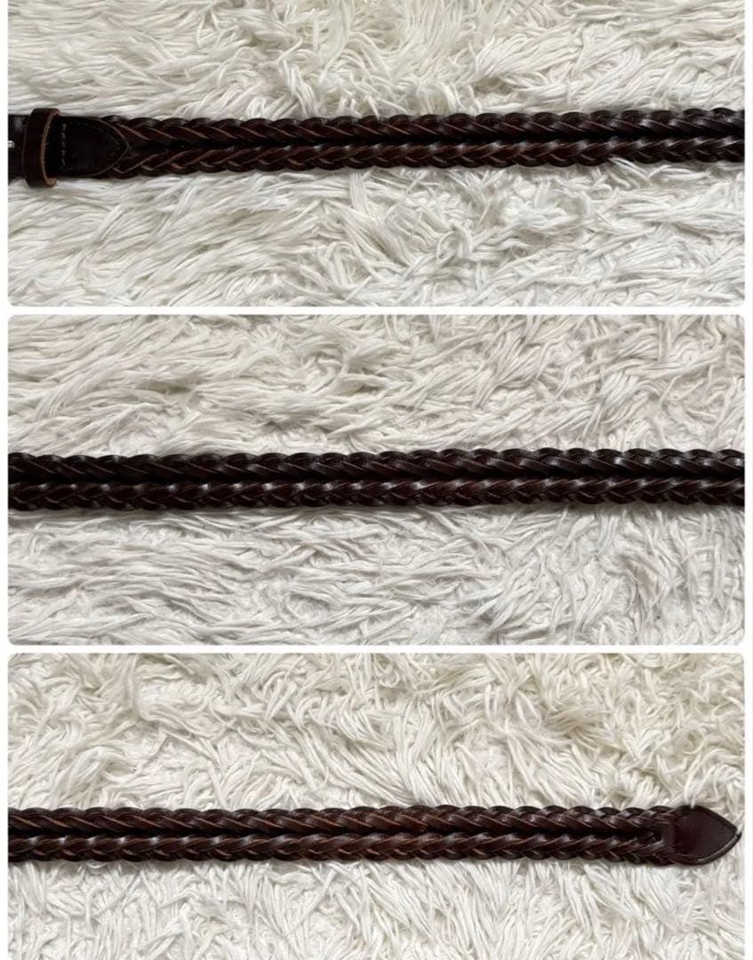 ホワイトハウスコックス レザー 編み込みベルト ブラウン 廃盤　シルバー金具