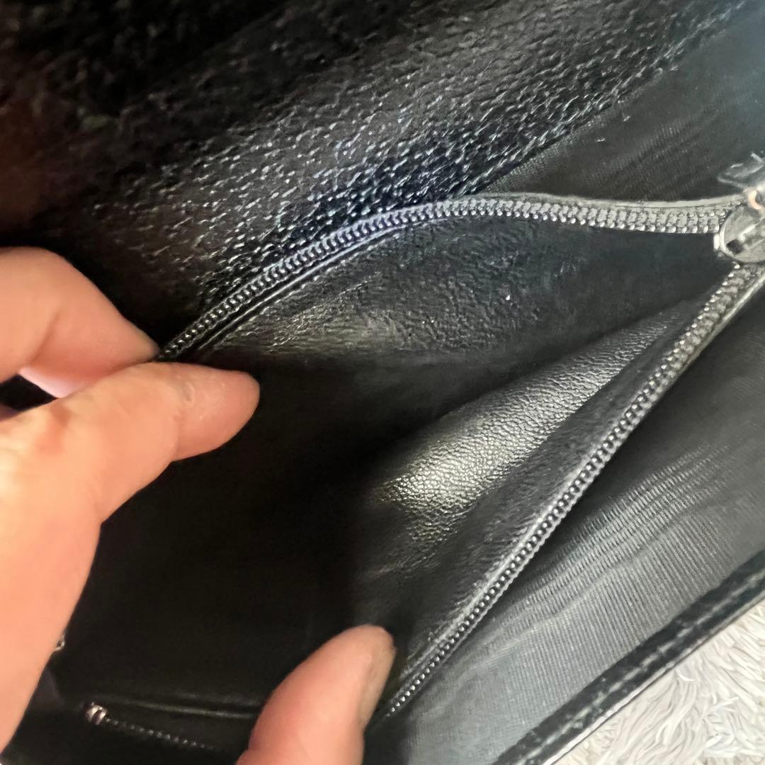 美品✨GUCCI G金具フラップ　レザー　ブラック　長財布　シルバーロゴ　メンズ