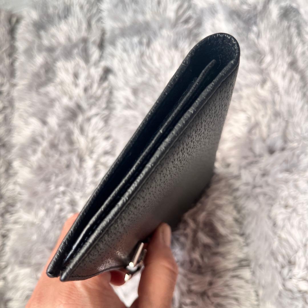 美品✨GUCCI G金具フラップ　レザー　ブラック　長財布　シルバーロゴ　メンズ