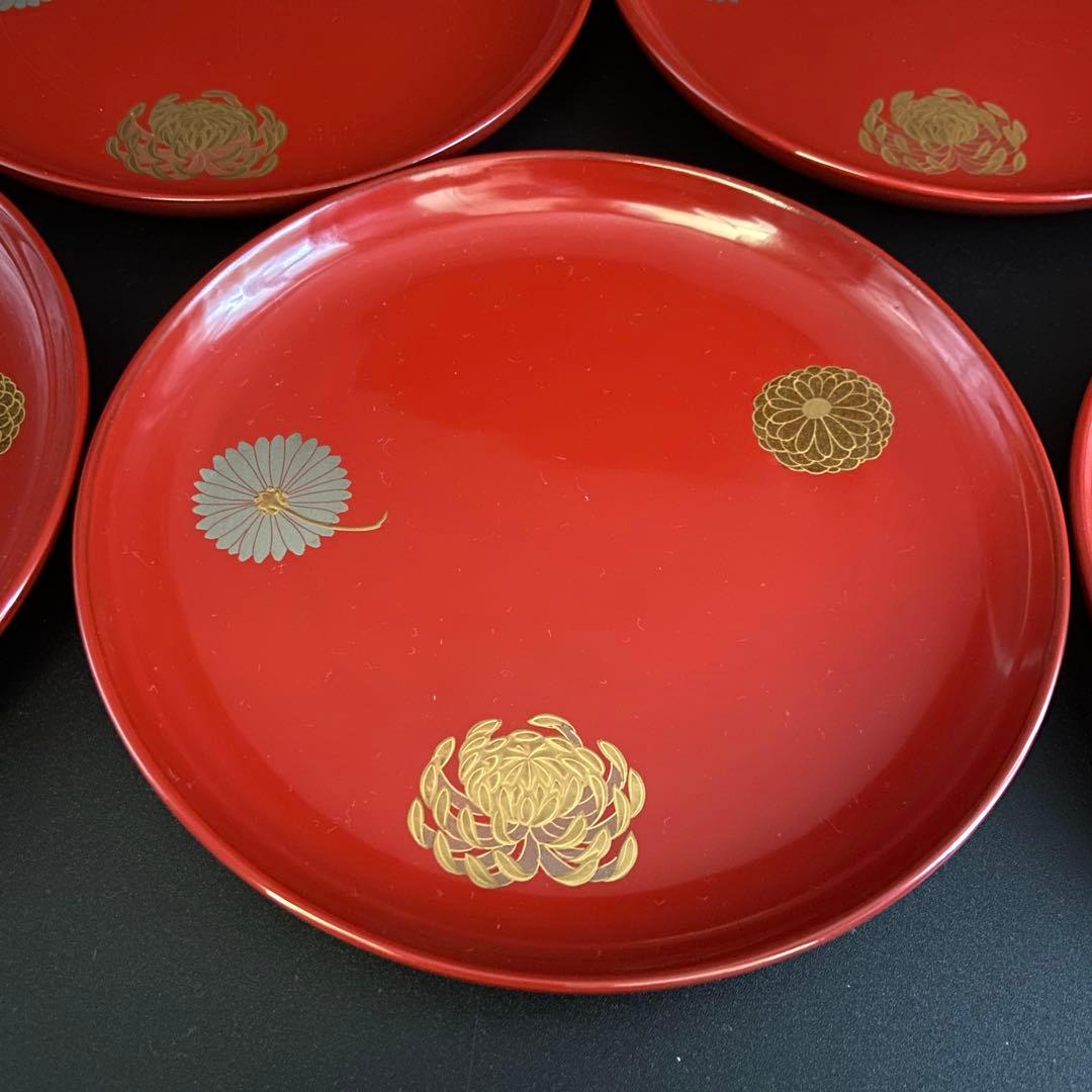 京都 平安象彦 菊 銘々盆 菓子皿 漆器 10客 共箱 菓子器 茶道具 雛祭り
