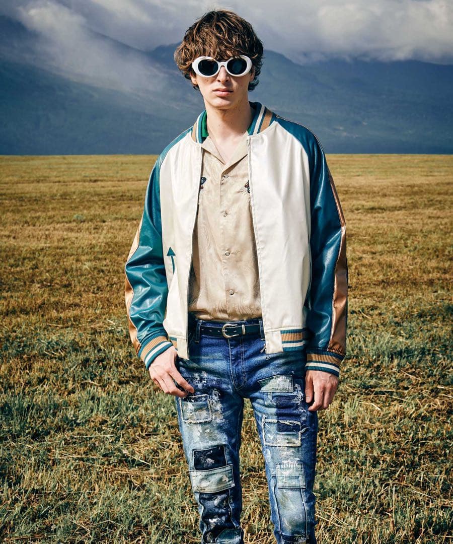 新品未使用　glamb シンセレザー スカジャン ベージュ Mサイズ