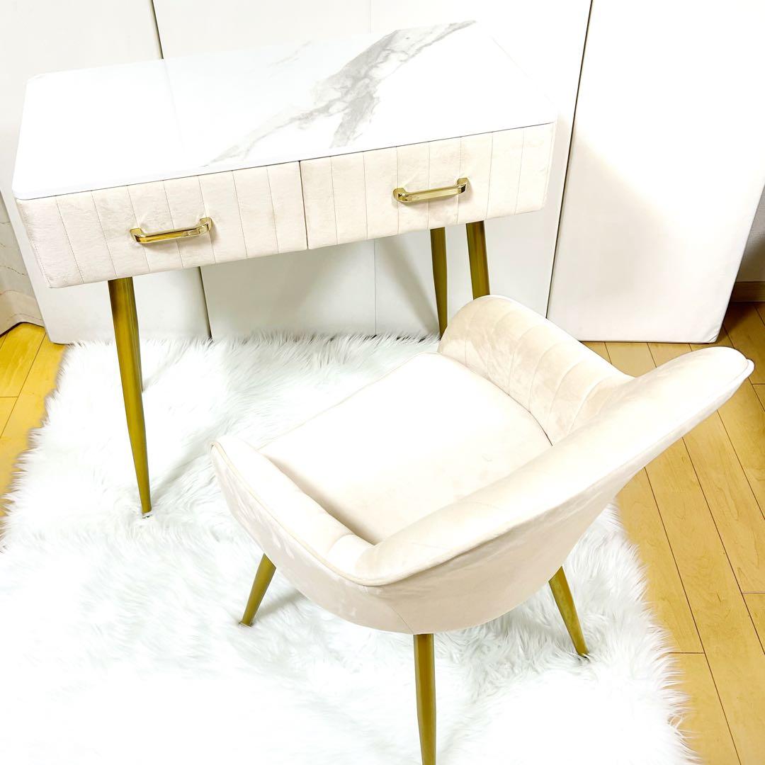 お姫様　鏡台 ドレッサー お姫系 化粧台収納 ベロア椅子 北欧風 オシャレ