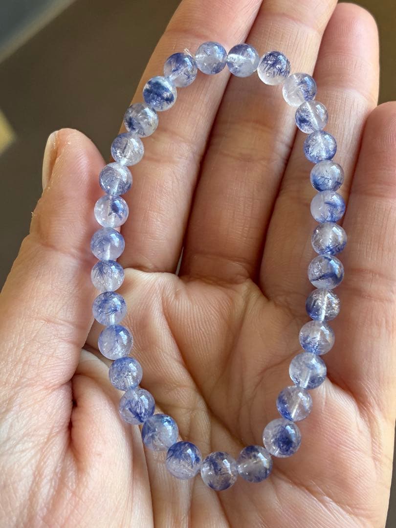 高品質✨高クリア＆濃針マダガスカル産デュモルチェライトインクォーツ　ブレスレット