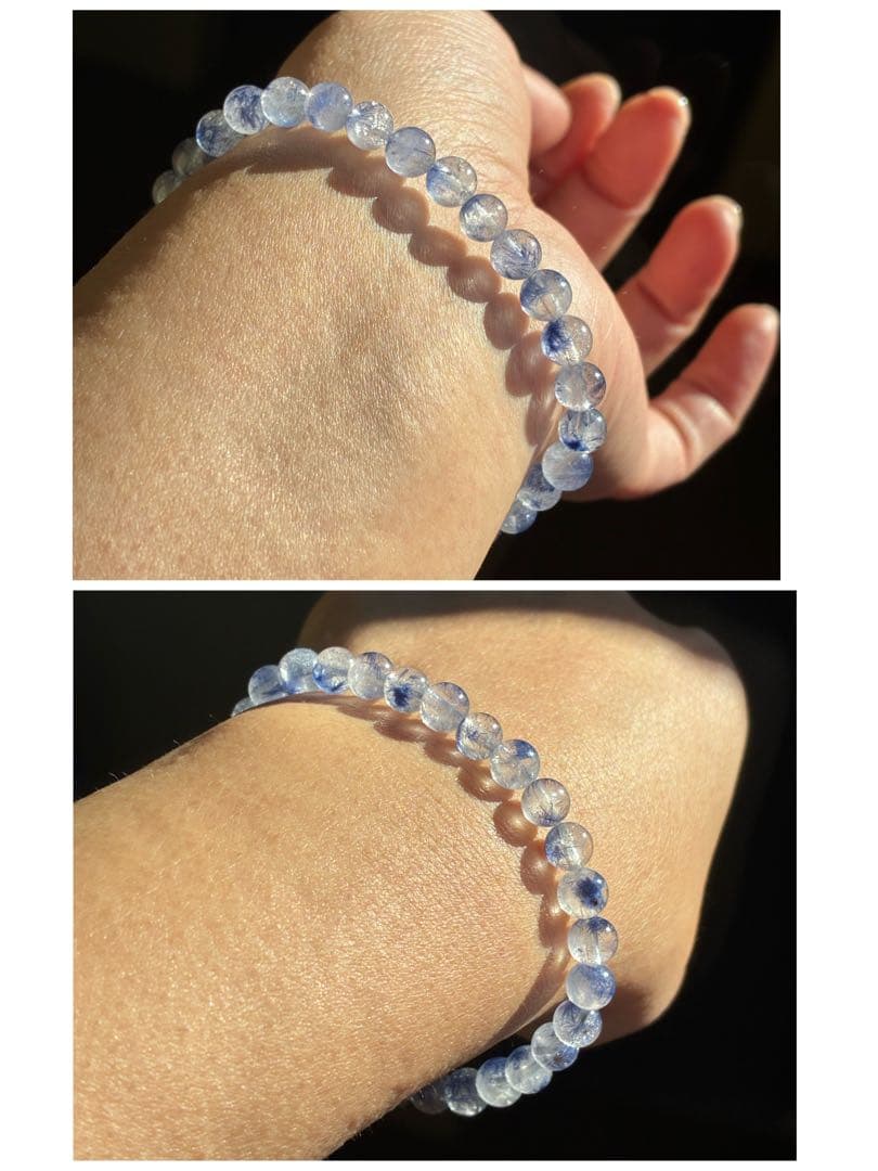 高品質✨高クリア＆濃針マダガスカル産デュモルチェライトインクォーツ　ブレスレット