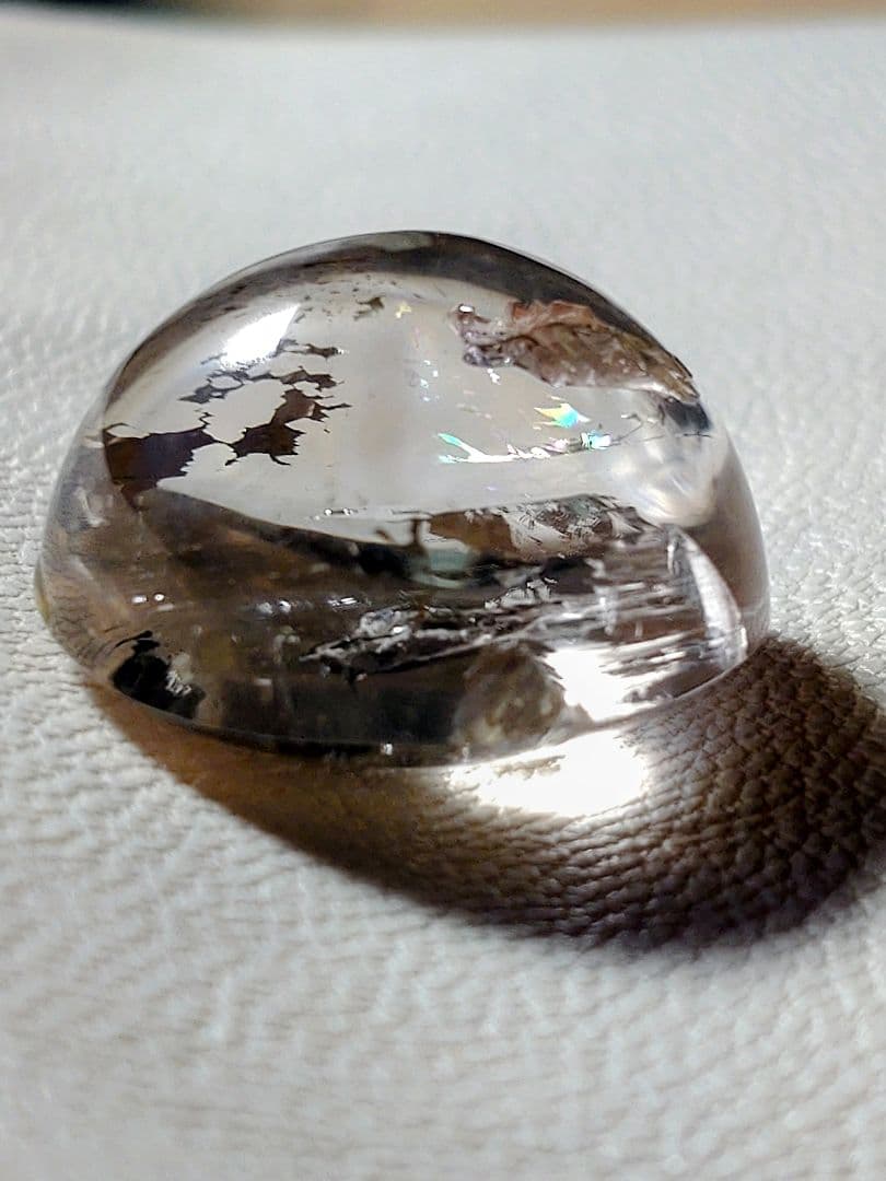 ☆超希少・鑑別付☆　水入り水晶　虹　レインボークォーツ　アイリスクォーツ　ルース