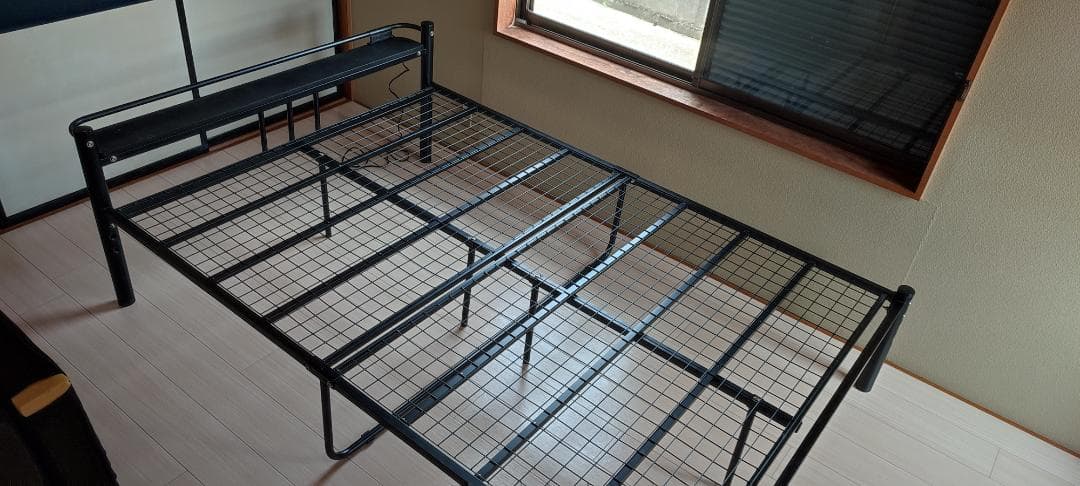 ダブルベッドフレーム スチール製 ブラック
