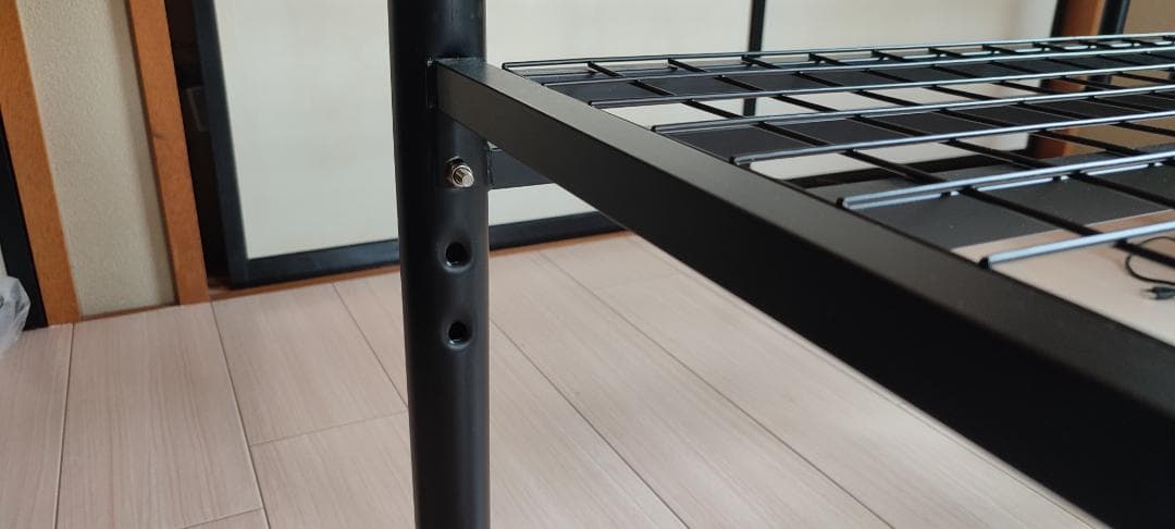 ダブルベッドフレーム スチール製 ブラック