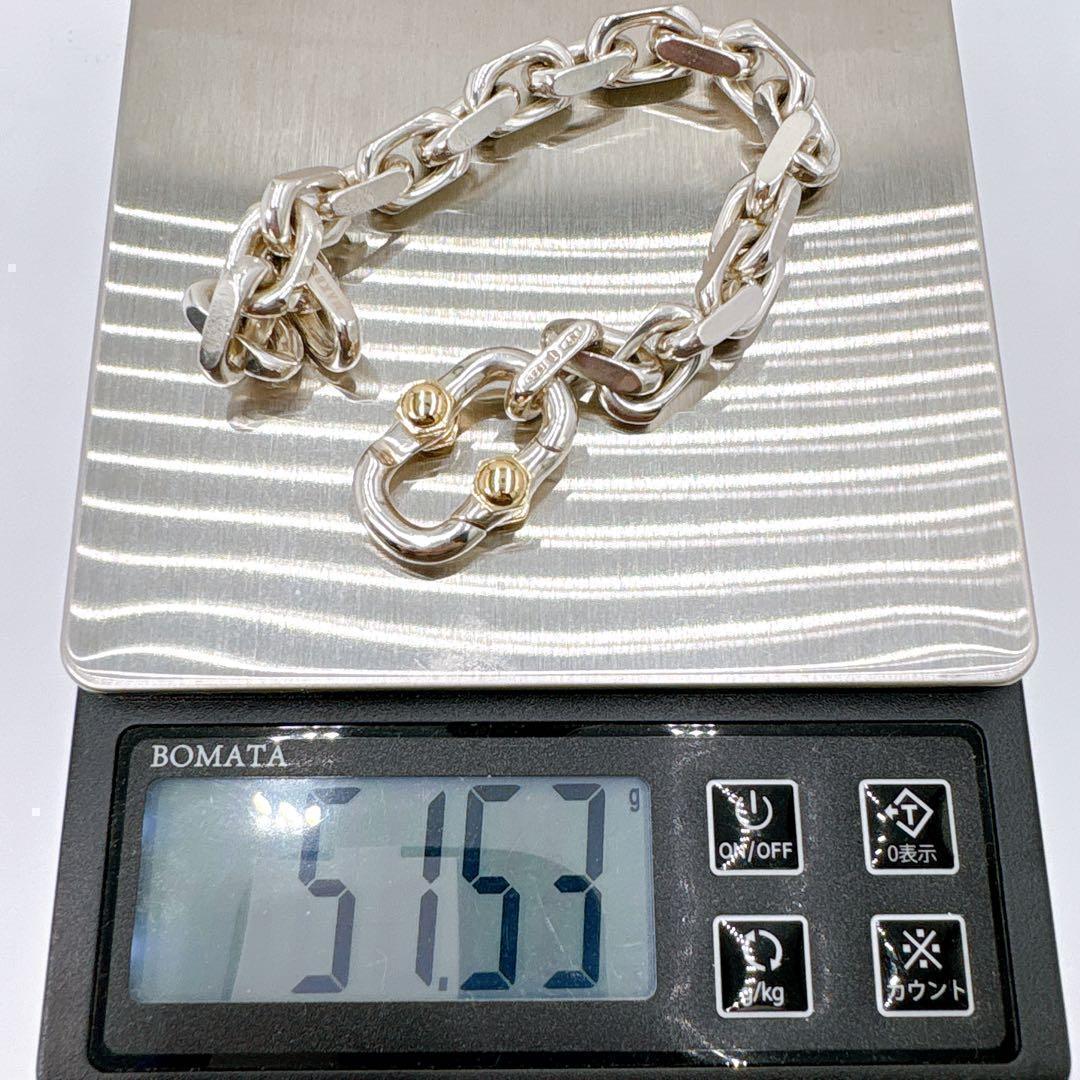 美品 ティファニー メイカーズ ワイド チェーン コンビ シルバー k18