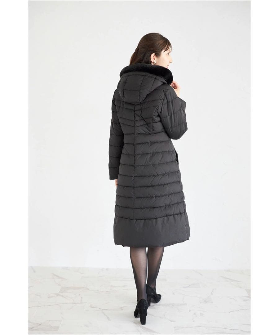 tocco closet 取り外し可能なファー付きマイクロファイバーロングコート