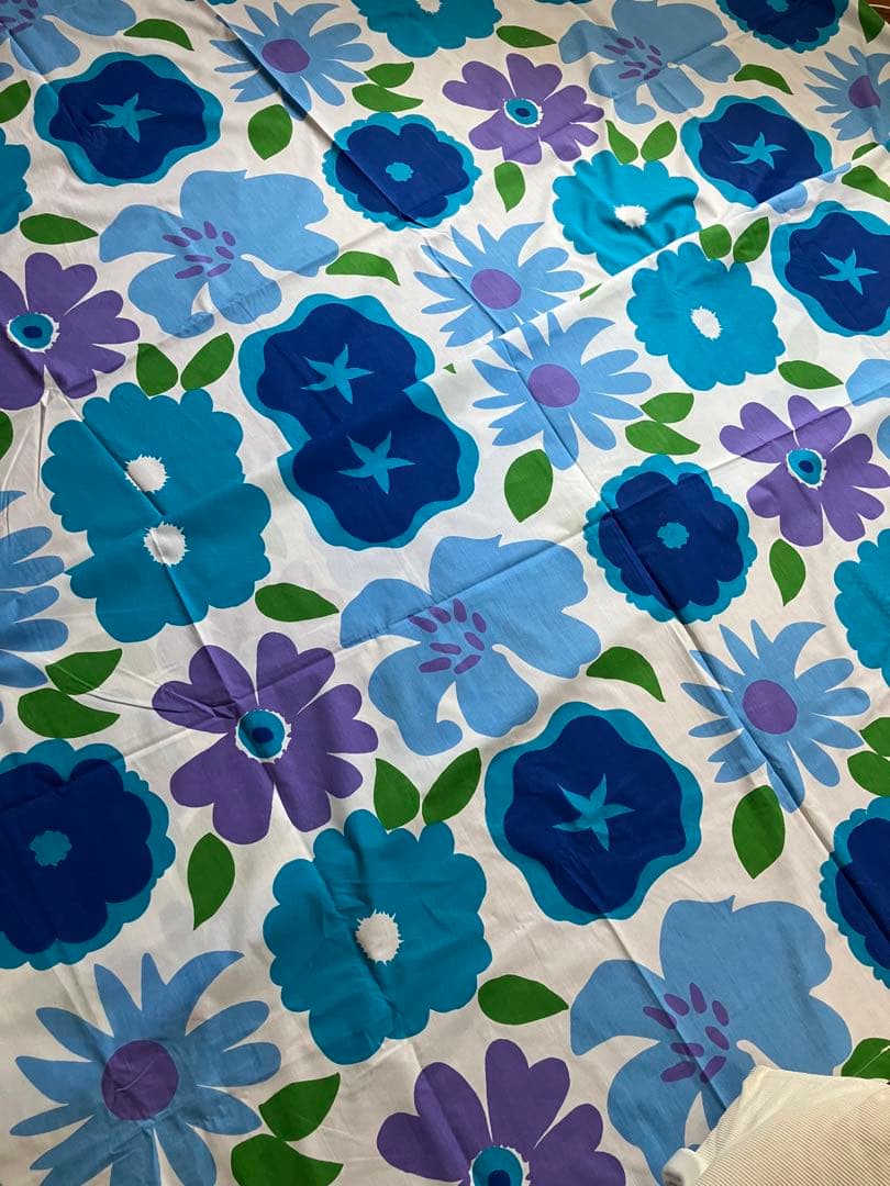 希少！　USマリメッコ　フラットシーツ　未使用　可愛い青花　レトロ　総柄