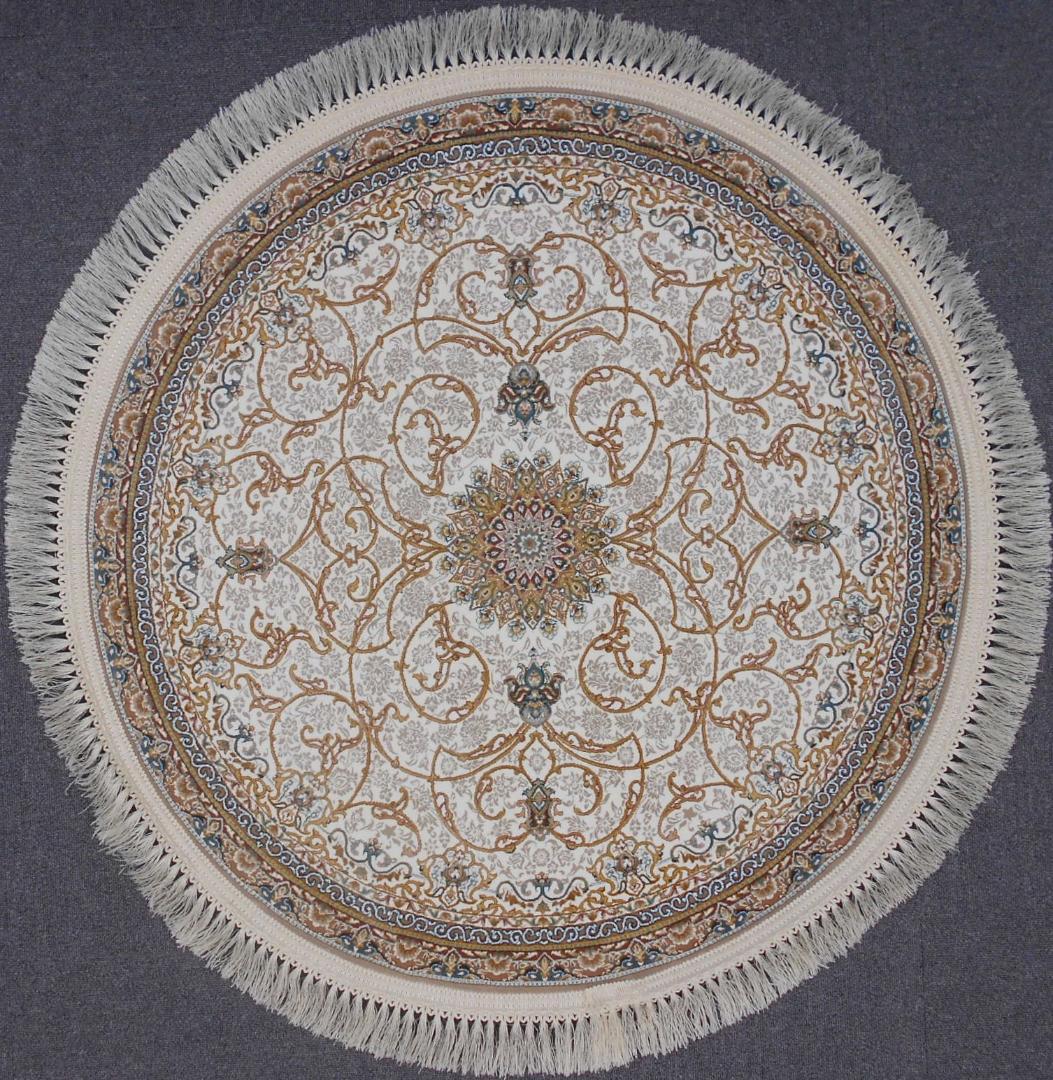 最後の一枚！高密度、立体柄！本場イラン産 絨毯！円形150cm‐200451