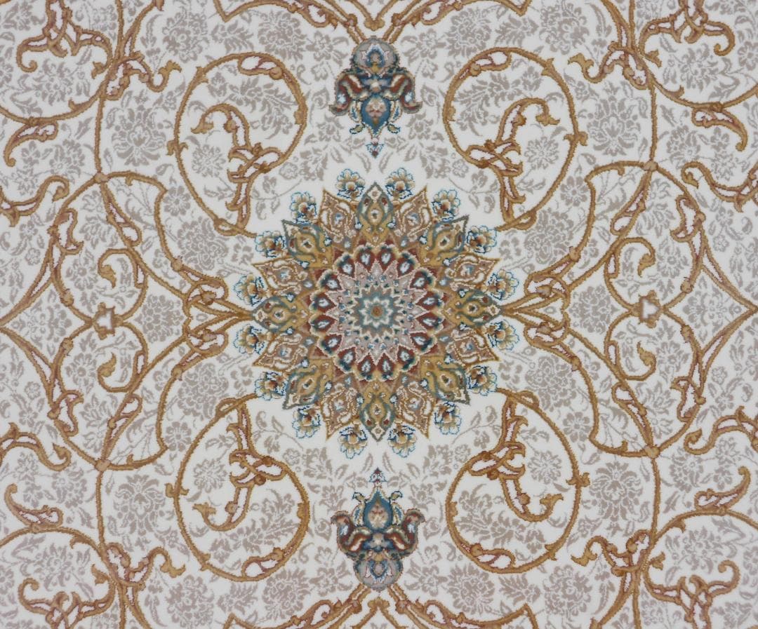 最後の一枚！高密度、立体柄！本場イラン産 絨毯！円形150cm‐200451