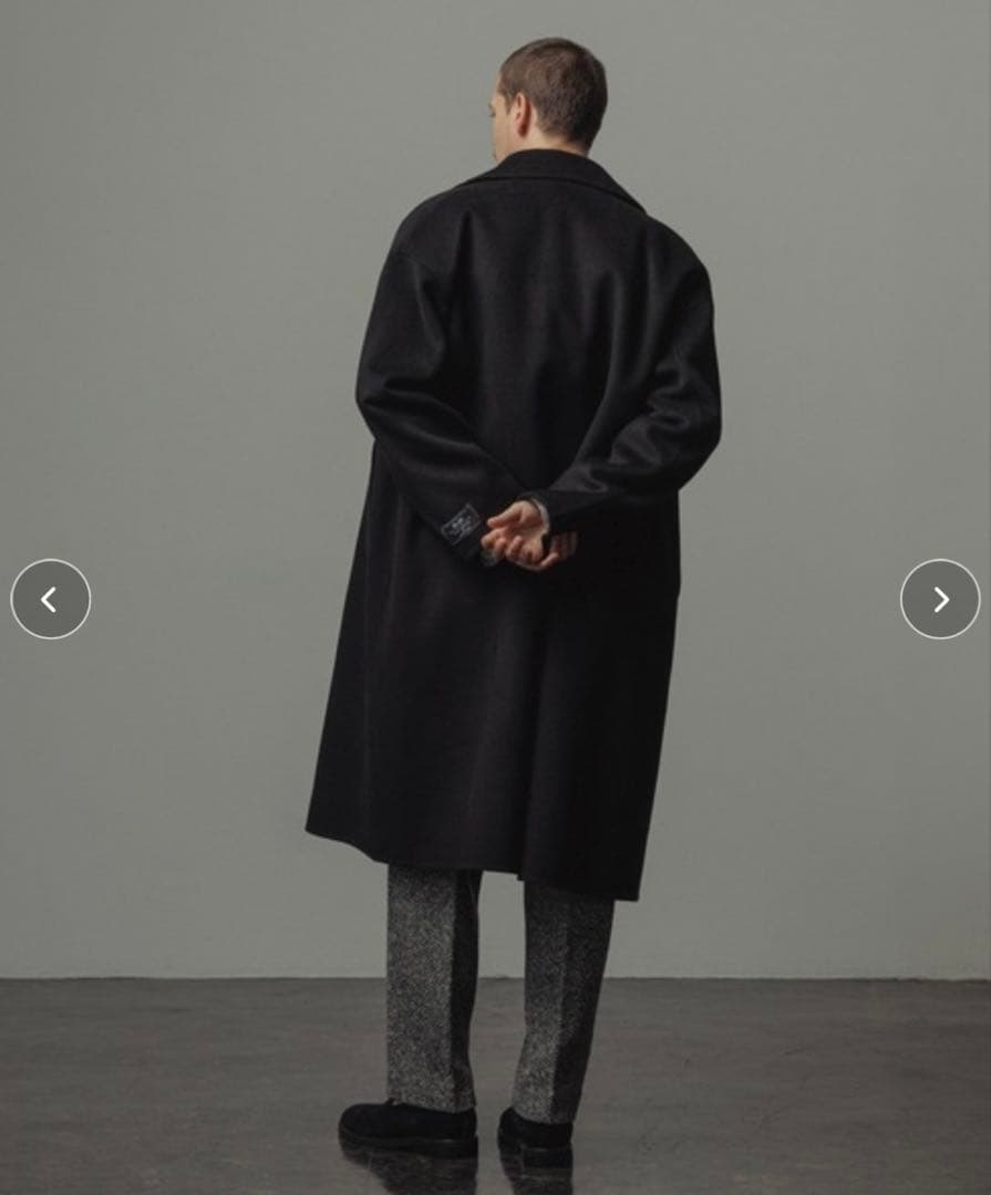 アダムエロペ　メリノウール ダブルフェイス セミダブルコート マフラー付き　L