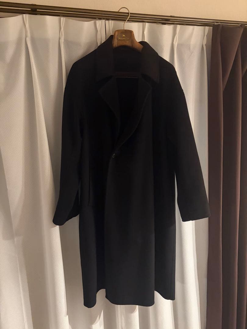 アダムエロペ　メリノウール ダブルフェイス セミダブルコート マフラー付き　L