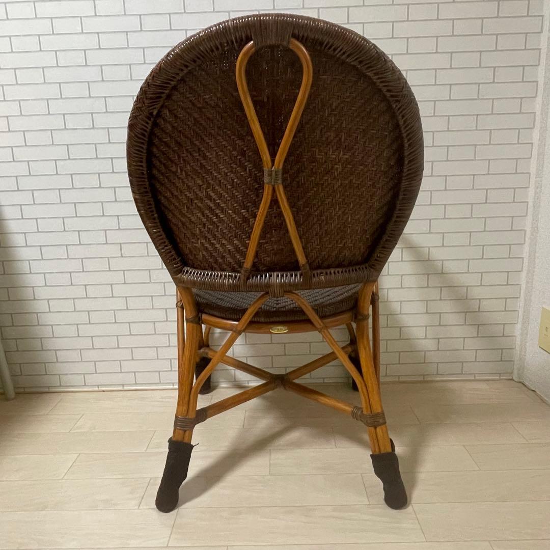 【美品】Kazama ラタンチェア ブラウン ダイニングチェア 籐椅子