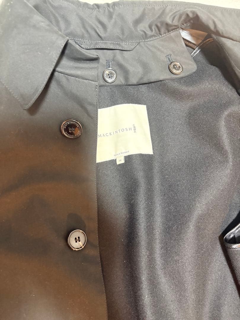 マッキントッシュ ステンカラーコート ブラック 38サイズ ライナー・ベルト付き