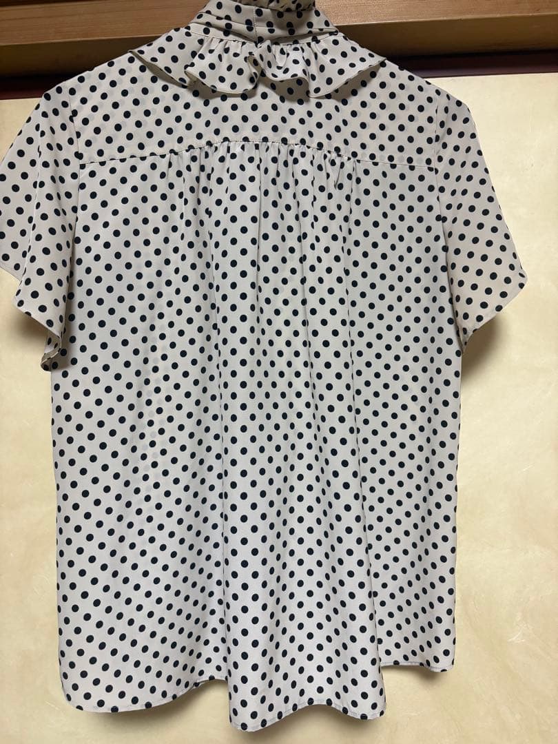 ルルウィルビー　デシンドットフレアスリーブブラウス　ライトベージュ　アルアバイル