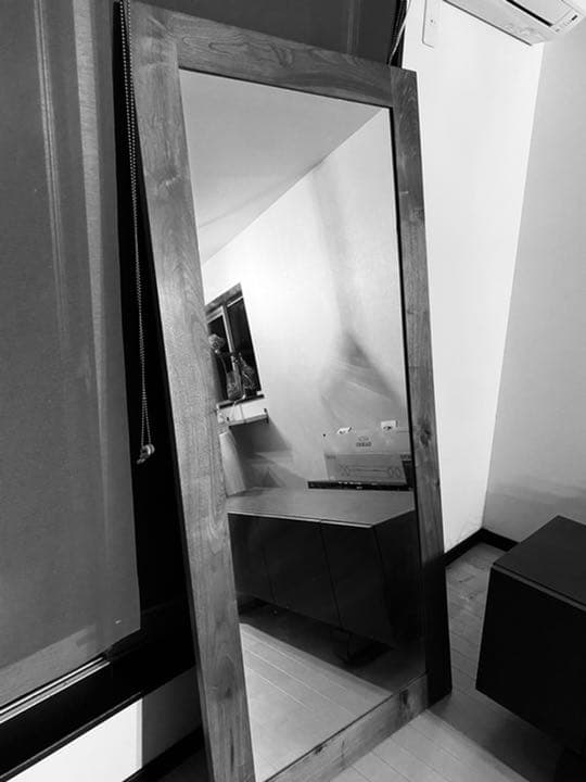 ウォールナット　特大国産ミラー　美品