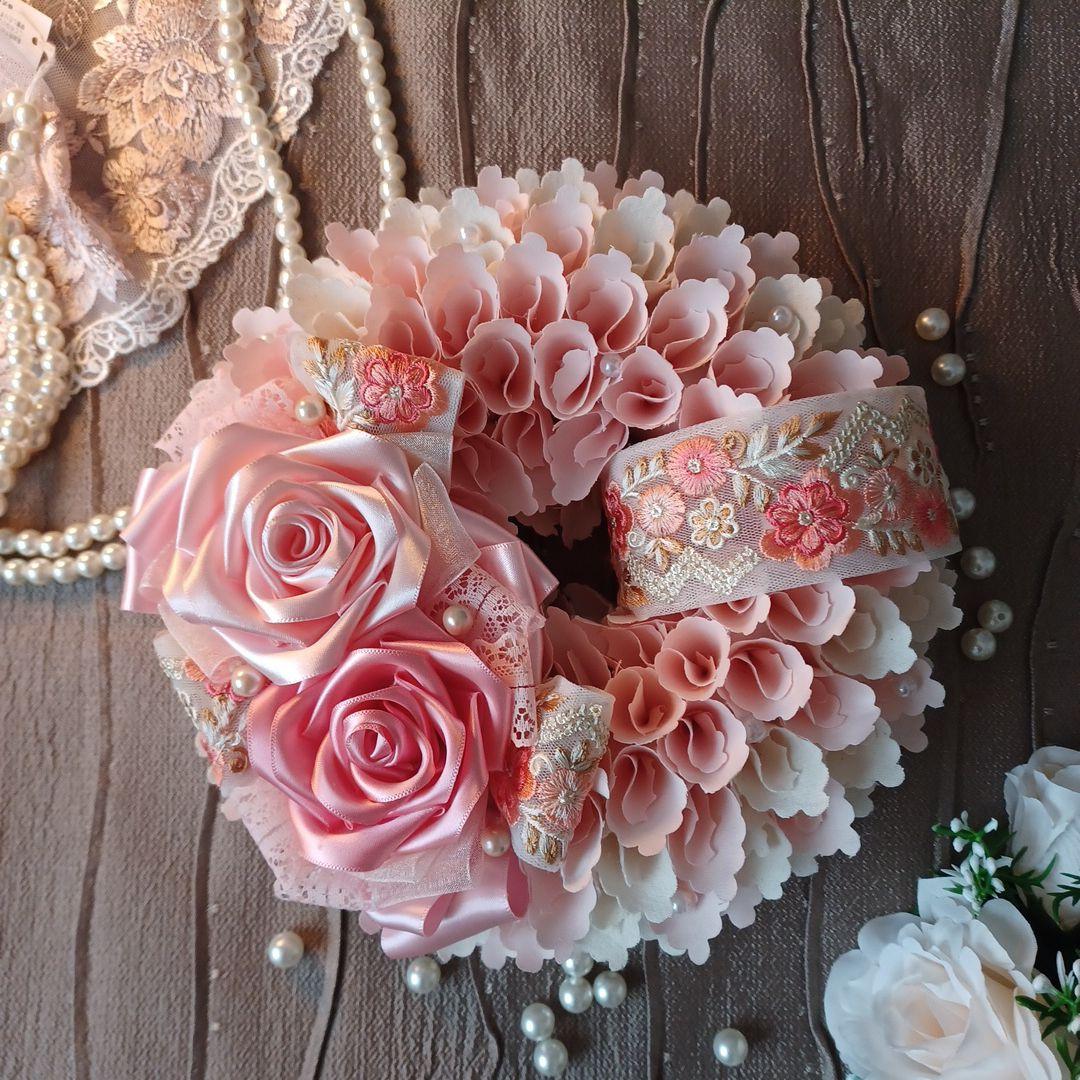 ＊モンブラン＊布リース　フラワーリース　母の日　　ファブリックリース
