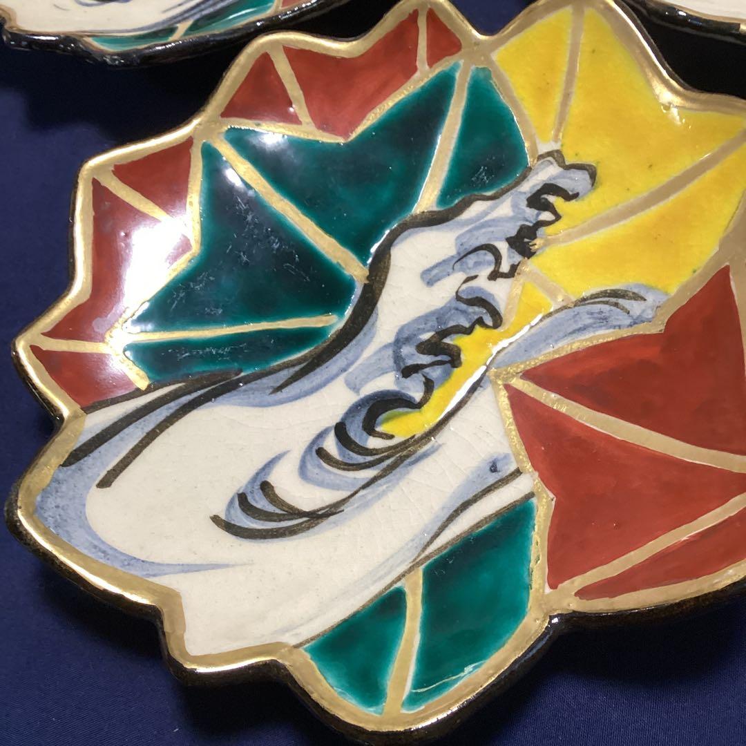 淵金京焼乾山写立田川向付12客　　山澤松篁作　新品未使用