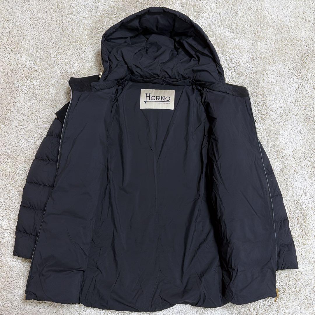 希少✨大きいサイズ 44 Herno ダウンコート 異素材 切り替え ドッキング