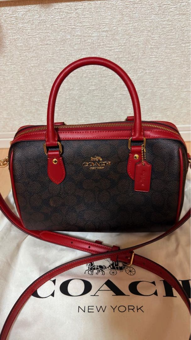 COACHバッグ ブラウン/レッド