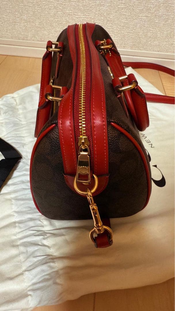 COACHバッグ ブラウン/レッド