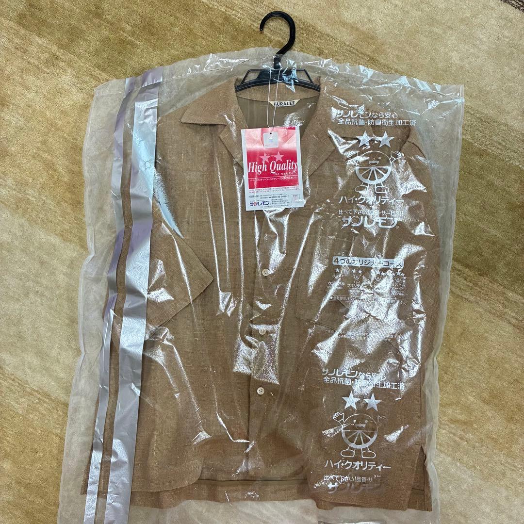【美品】 AURALEE 半袖シャツ リネン 0 ブラウン
