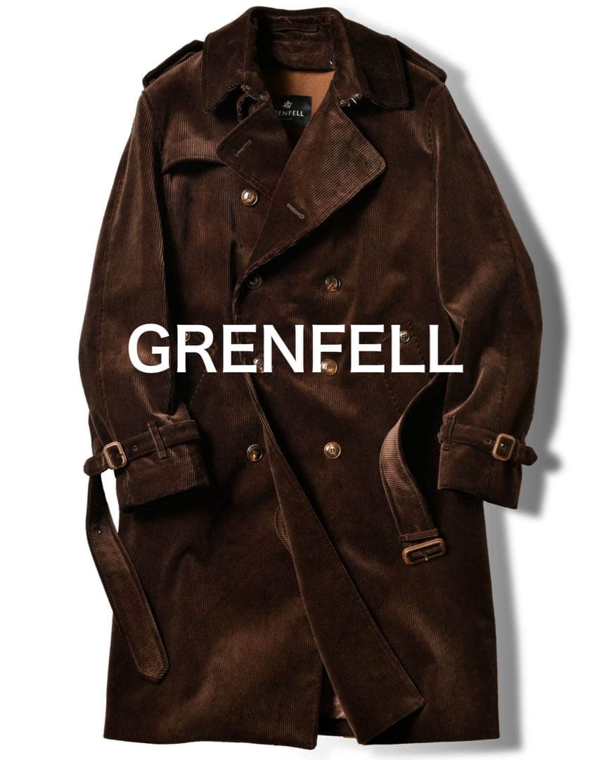 定価17.5万 GRENFELL 西口氏 コーデュロイ トレンチコート 36