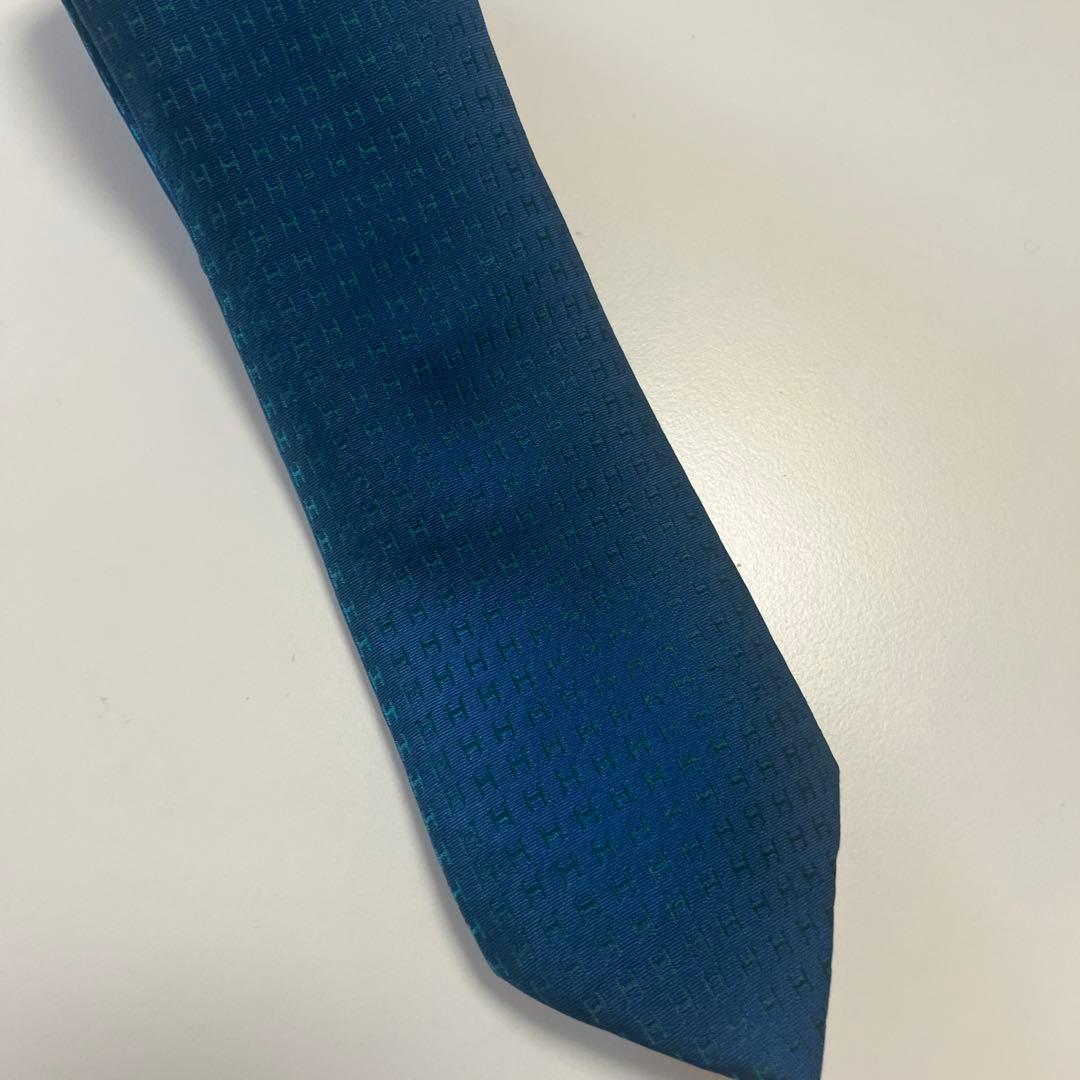 HERMES ファソネ　ブルー ネクタイ　美品
