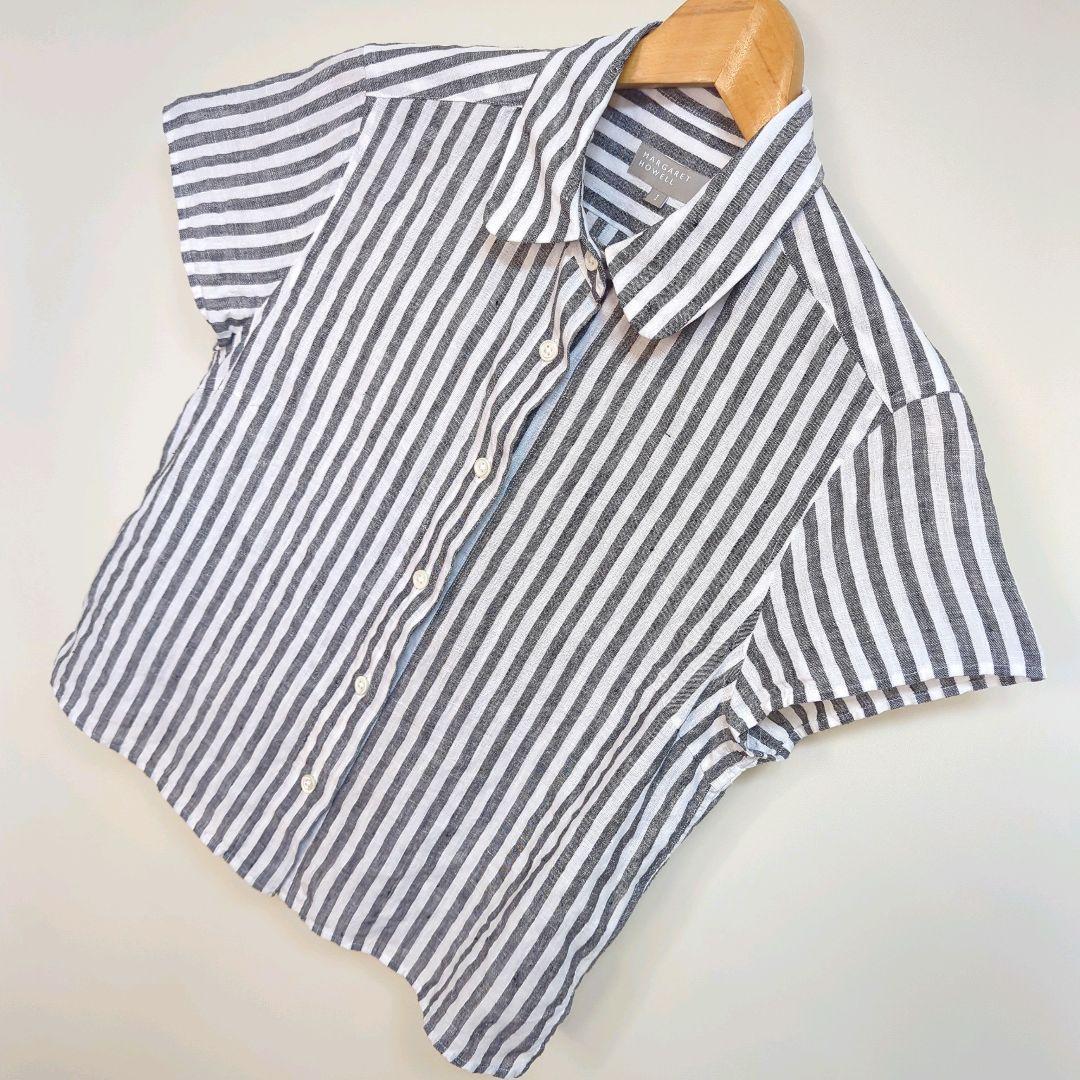 ★日本製 MARGARET HOWELL リネン ストライプ シャツ ブラウス