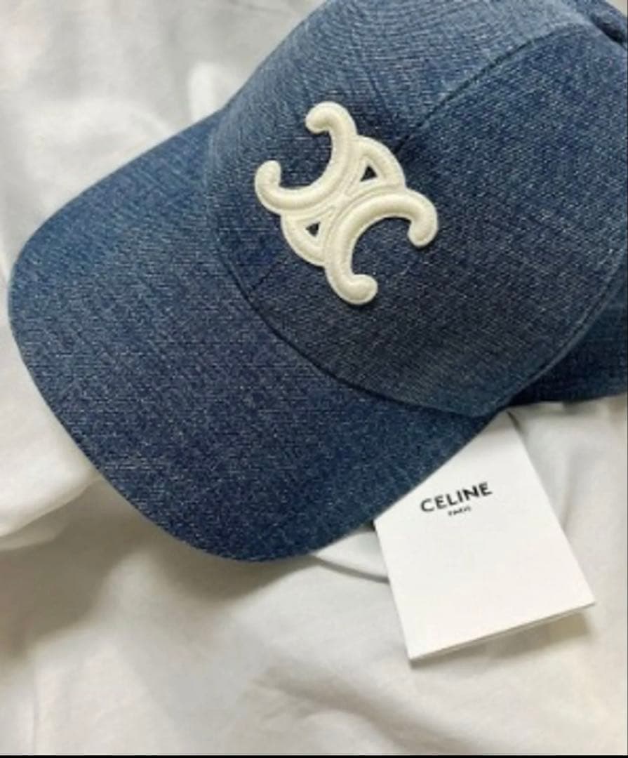 CELINE トリオンフ デニムベースボールキャップ