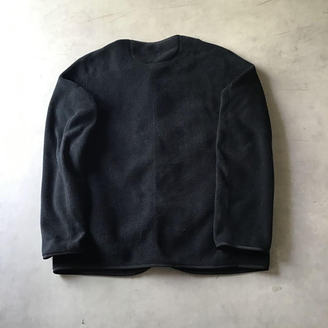 DANTON ダントン　フリースノーカラージャケット　ブラック　黒　胸ロゴ