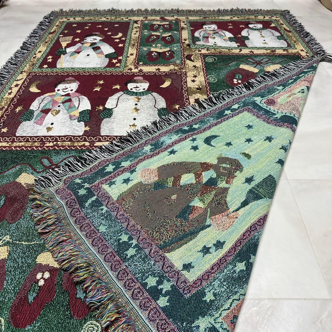 クリスマス　マルチカバー　ソファーカバー　ヴィンテージラグ　186x131