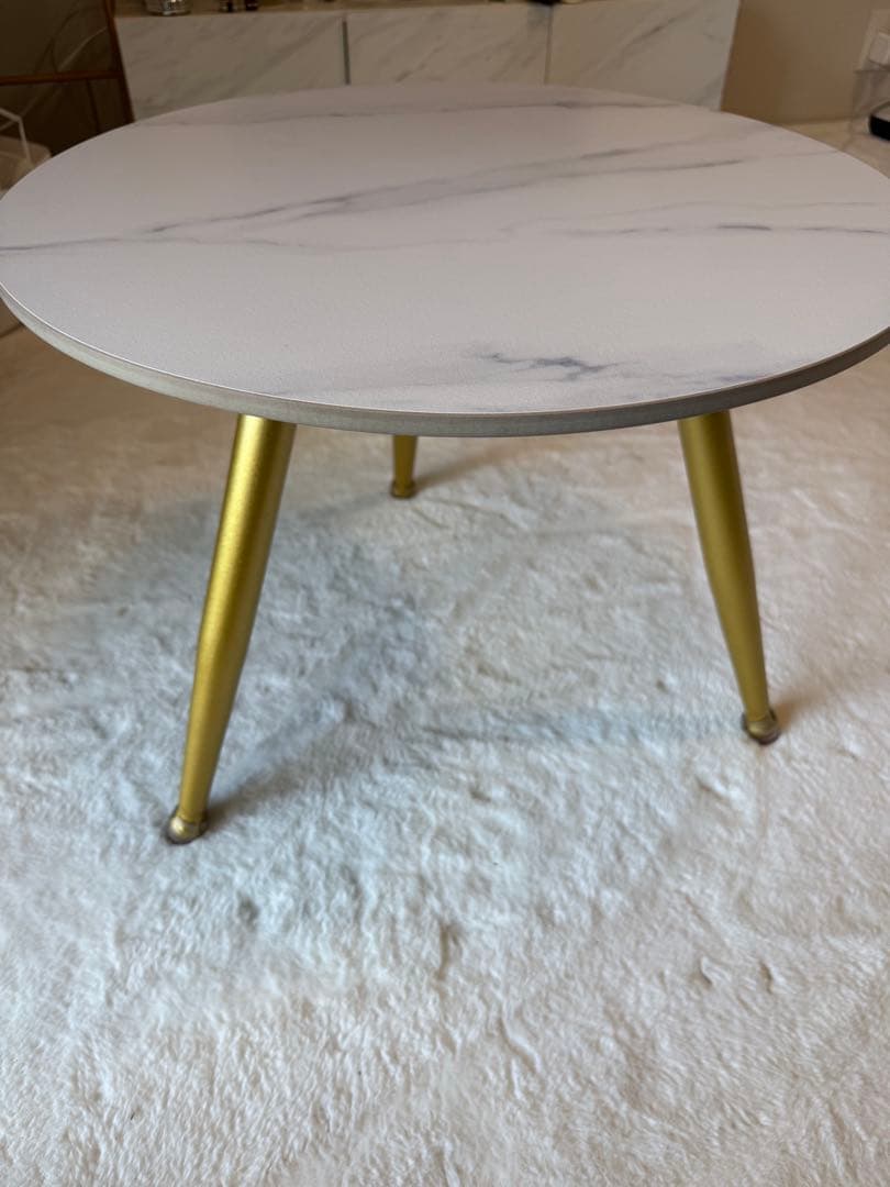 大理石調　セラミックテーブル ゴールド脚