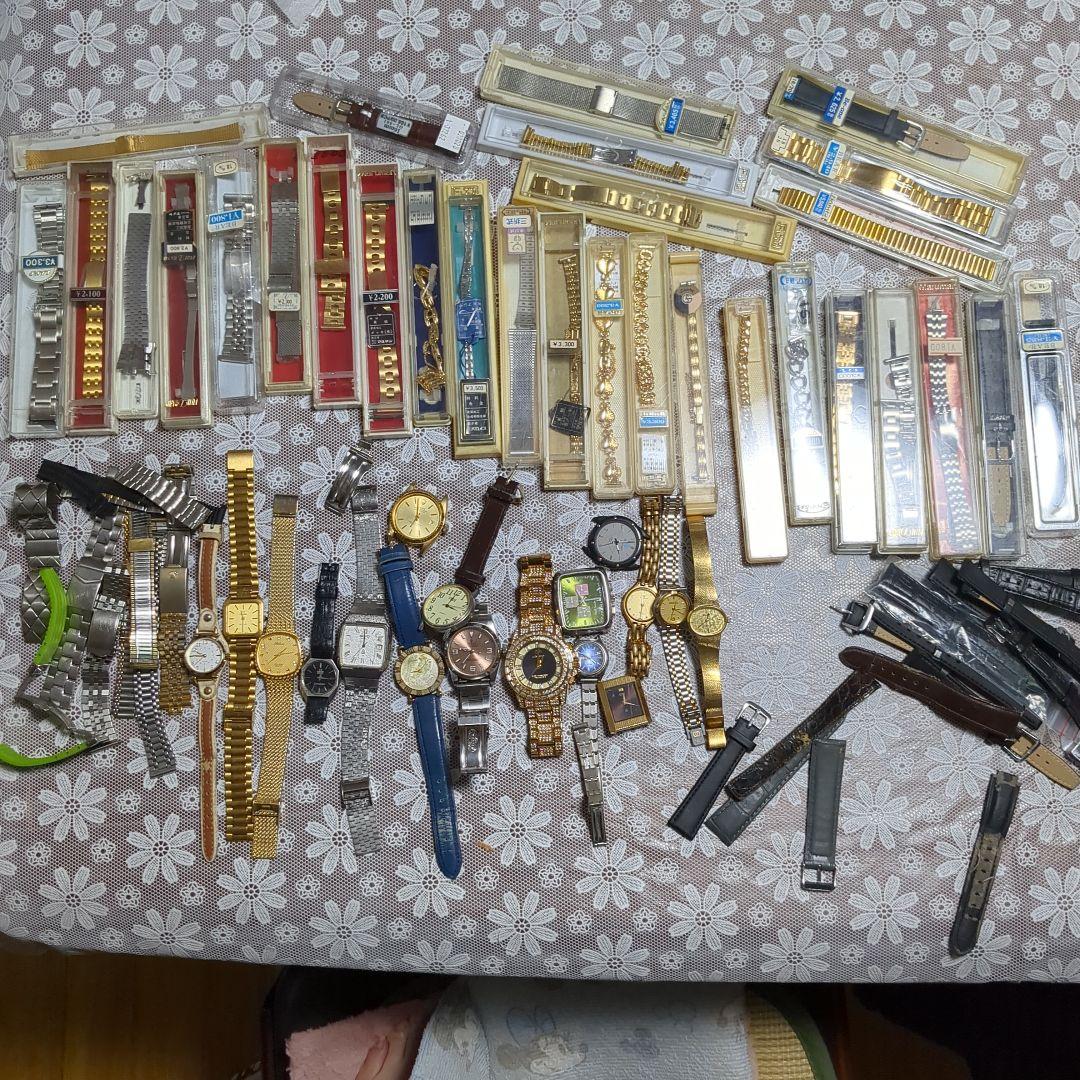 ティファニィグッチローレクスその他保管品不動品電池切れケースベルト皮ベルト未使用