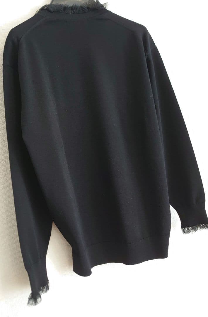 DRAWER ドゥロワー/16G　ネックフリル　ロングスリーブニット