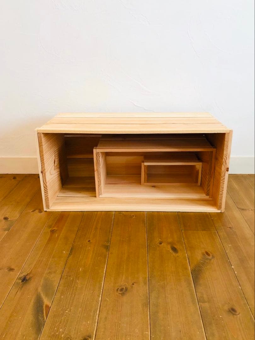 新品 りんご箱 大中小 1セット / シェルフ 小物入れ 収納 ラック 木箱 台