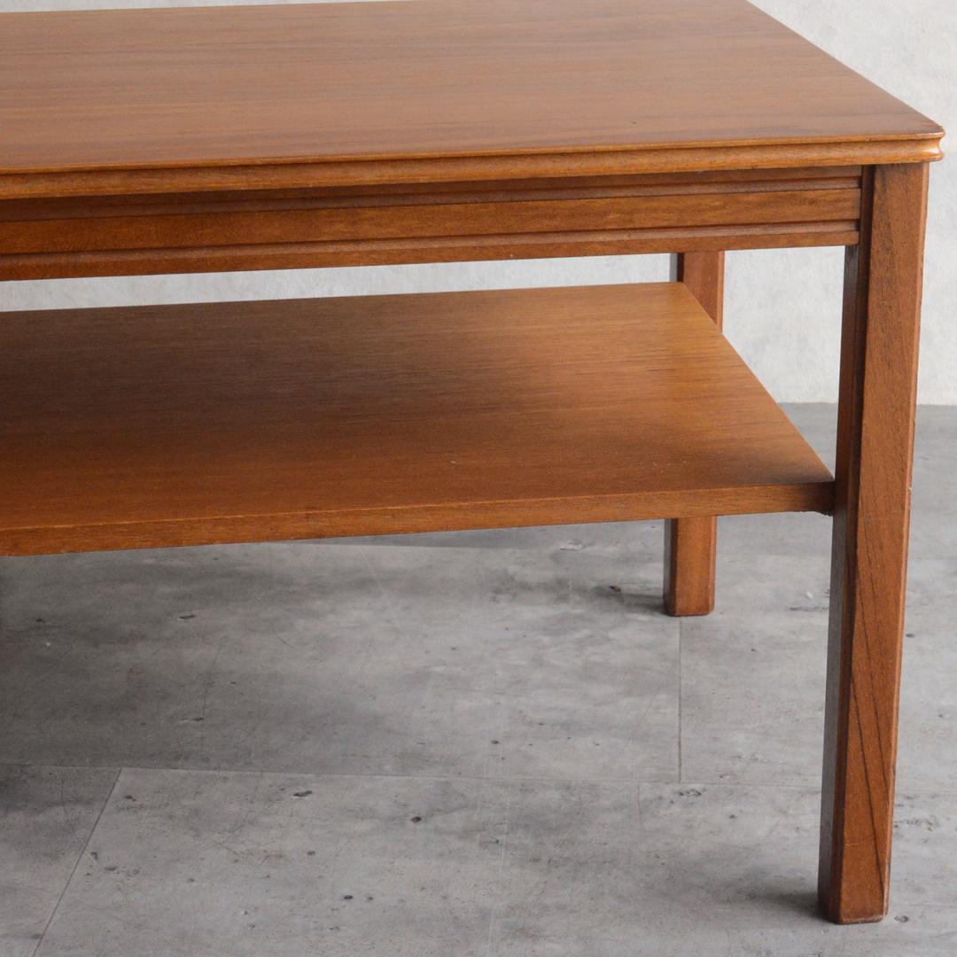 イギリスヴィンテージ チーク ローテーブル コーヒーテーブル 棚付き 再塗装済