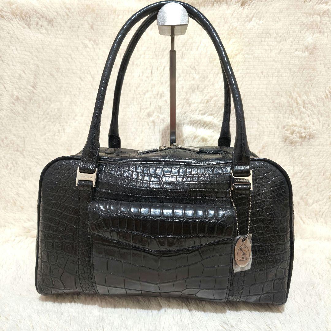 【美品】JRA・クロコダイル・ボストンバッグ・肩掛け・金具