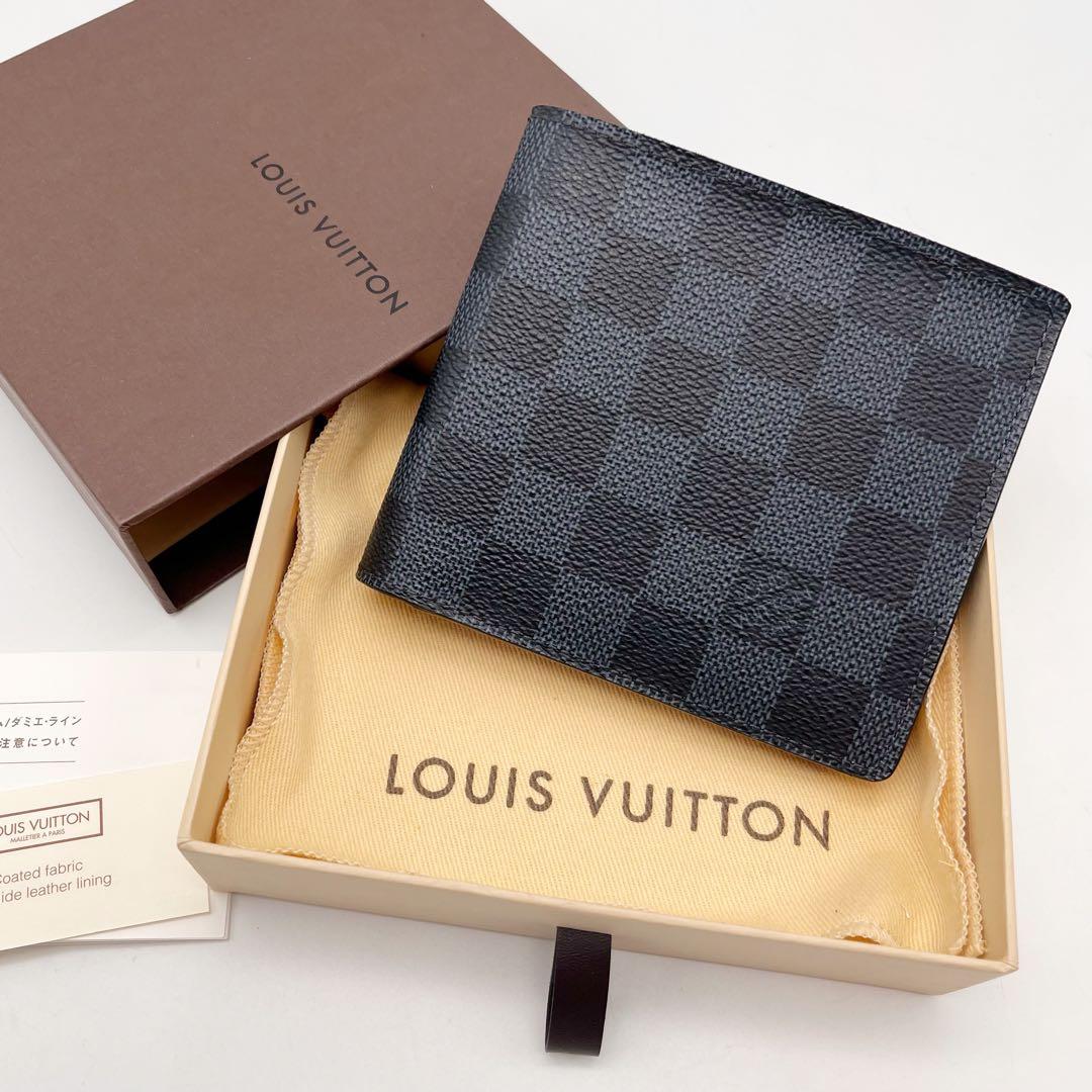 ルイヴィトン　ダミエコバルト 二つ折り財布　ポルトフォイユマルコ　コンパクト　紺