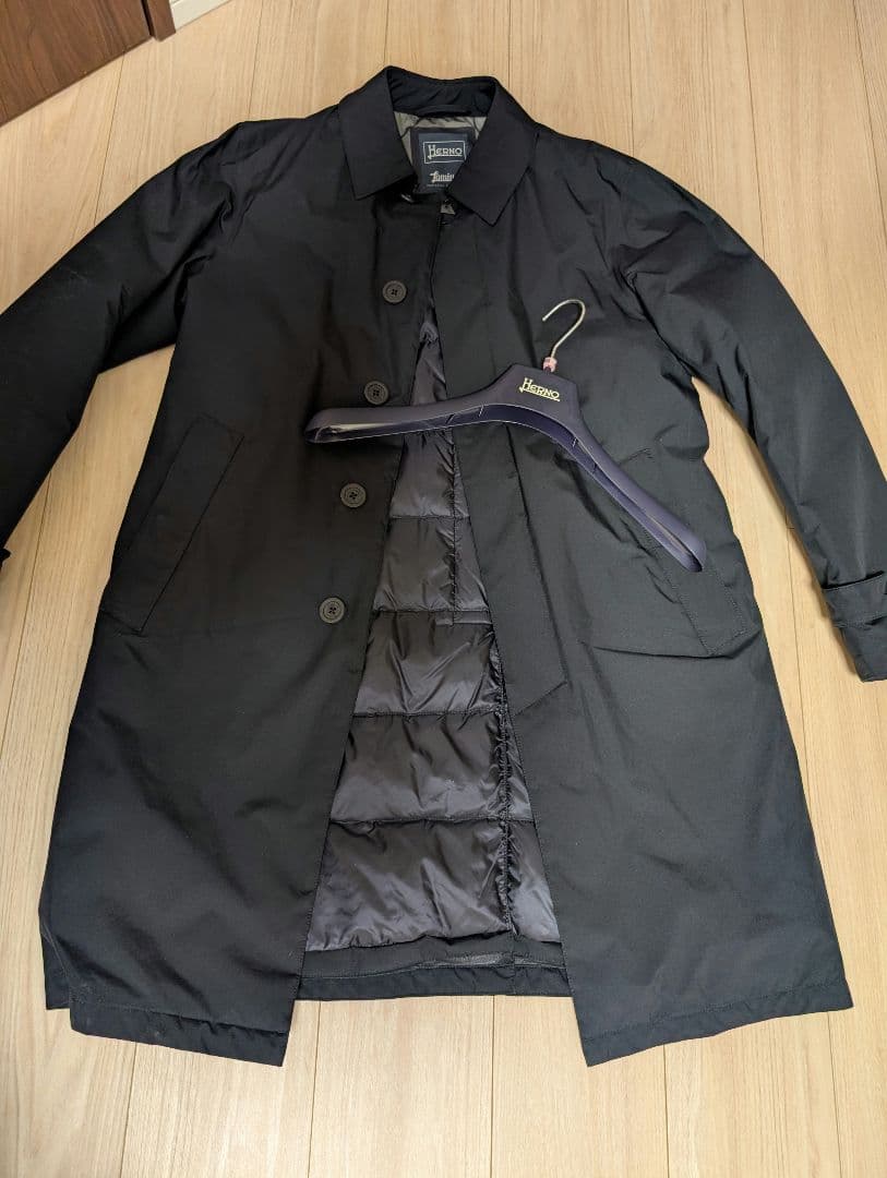【美品】HERNO　ラミナーダウン　ステンカラーコートブラック46