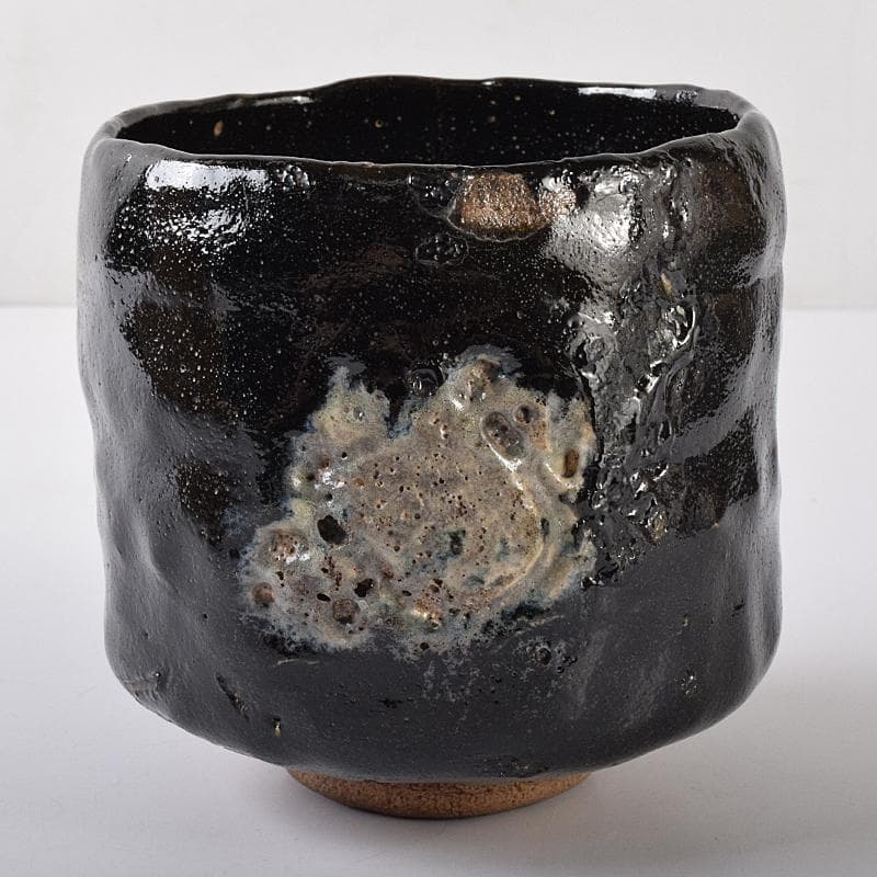 楽吉左衛門　十代旦入造　黒楽筒茶碗　宗左（碌々斎）判書　書付箱　D　R7884