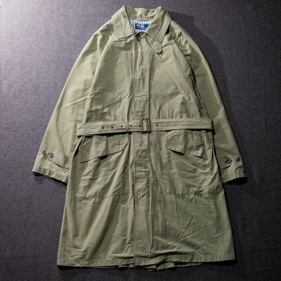 90s ポロ　ラルフローレン　トレンチコート　オリーブ