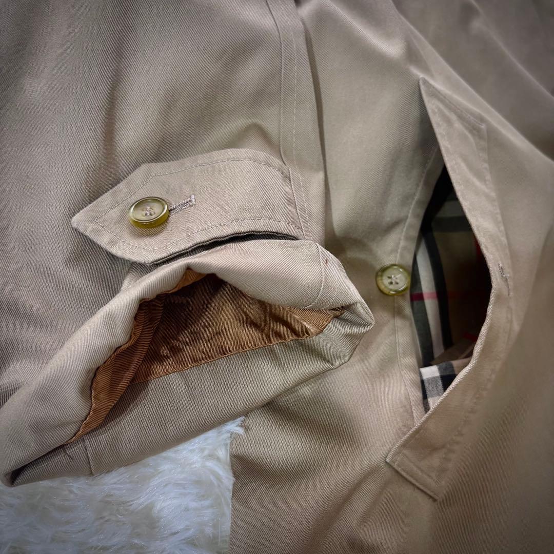 【良品】バーバリーズ・ステンカラーコート・ノバチェック・ベージュ・XL相当