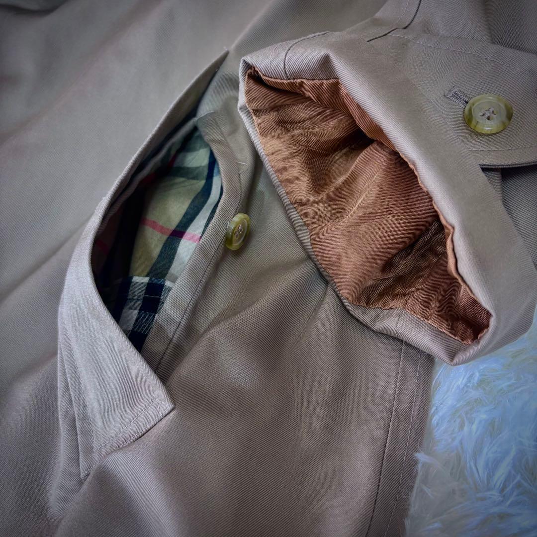 【良品】バーバリーズ・ステンカラーコート・ノバチェック・ベージュ・XL相当