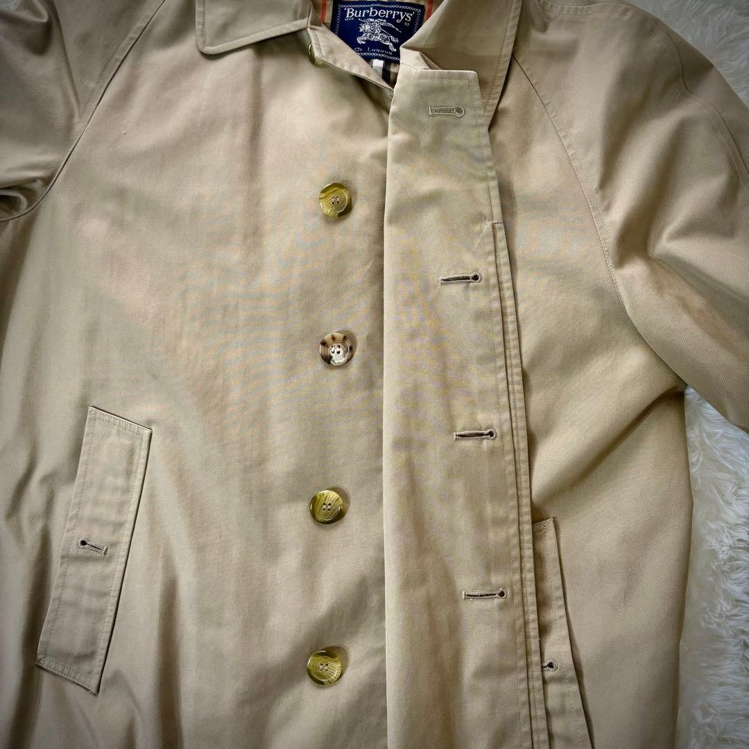 【良品】バーバリーズ・ステンカラーコート・ノバチェック・ベージュ・XL相当