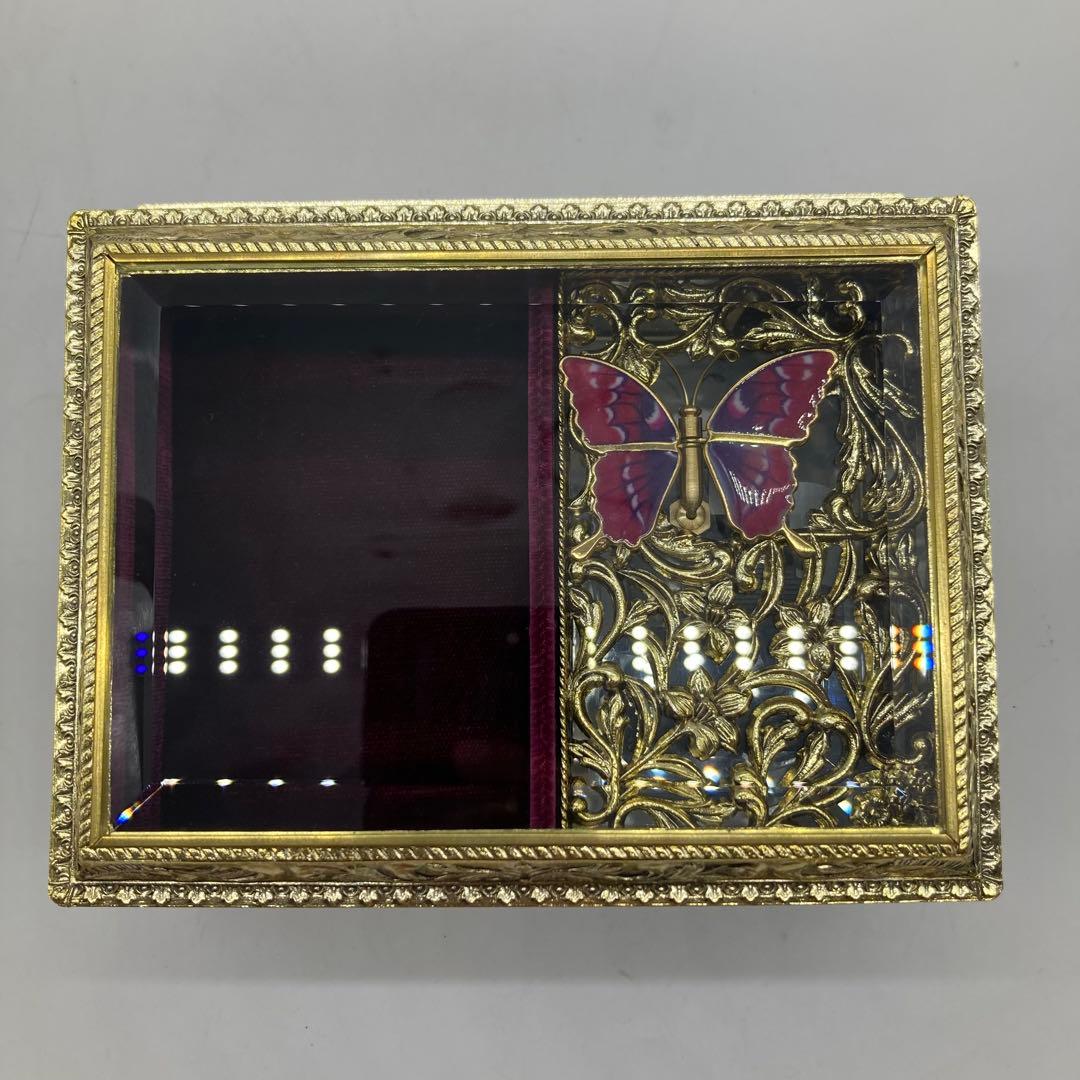 【美品】小樽　オルゴール堂　ジュエリーボックス　蝶々　星に願いを　バタフライ
